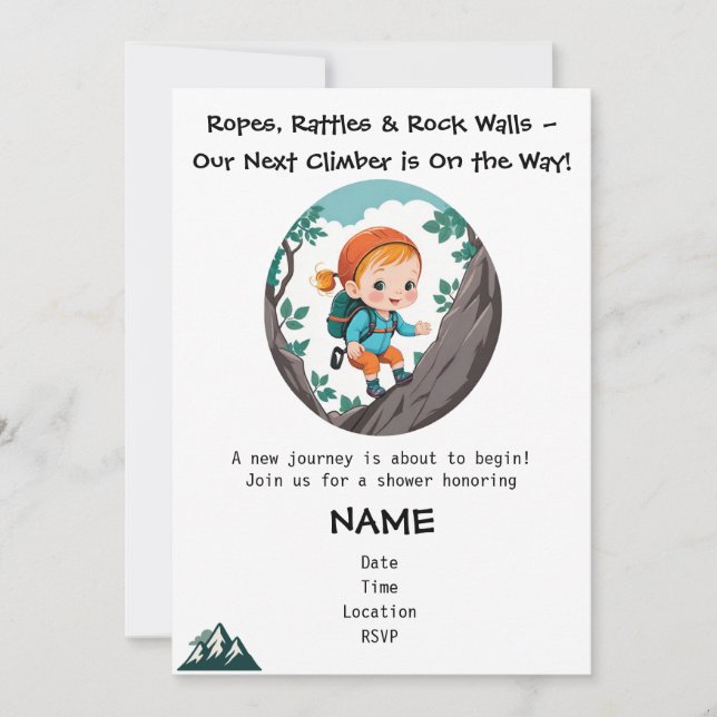Invitación a Baby Shower del Chica del escalador d (Anverso)