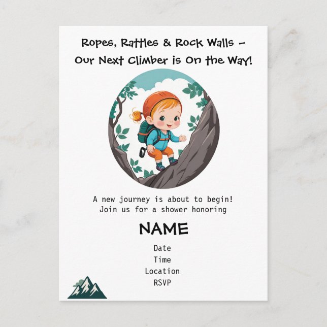 Invitación a Baby Shower del Chica del escalador d (Anverso)