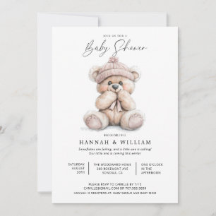 Invitación a Baby Shower del Chica del osito de co