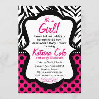 Invitación a Baby Shower del Chica diva de cebra r