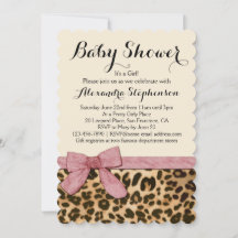 Invitación a Baby Shower del Chica Fancy Leopard P