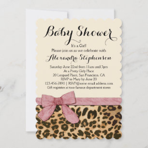 Invitación a Baby Shower del Chica Fancy Leopard P