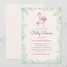 Invitación a Baby Shower del Chica Flamingo Rosa