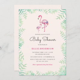 Invitación a Baby Shower del Chica Flamingo Rosa