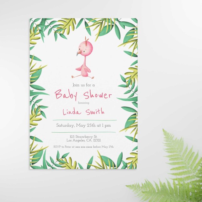 Invitación a Baby Shower del Chica Flamingo Tropic (Subido por el creador)