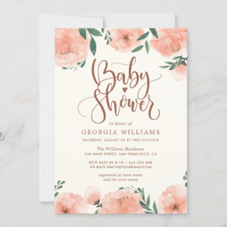 Invitación a Baby Shower del Chica floral acuarela