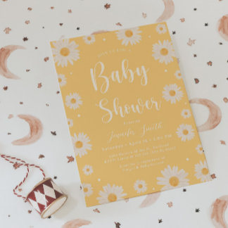 Invitación a Baby Shower del Chica floral amarillo