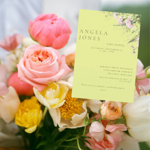 Invitación a Baby Shower del Chica floral amarillo