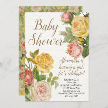 Invitación a Baby Shower del Chica floral antiguo 