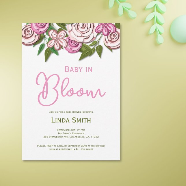 Invitación a Baby Shower del Chica floral Bebé en  (Subido por el creador)