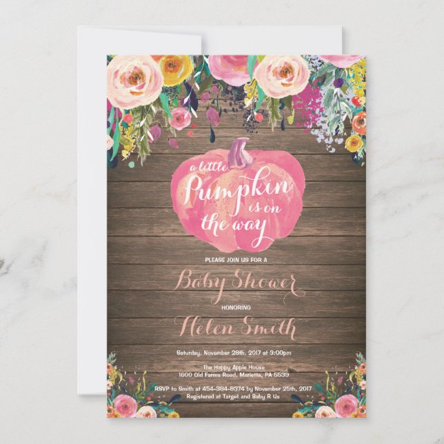 Invitación a Baby Shower del Chica floral de calab (Anverso)