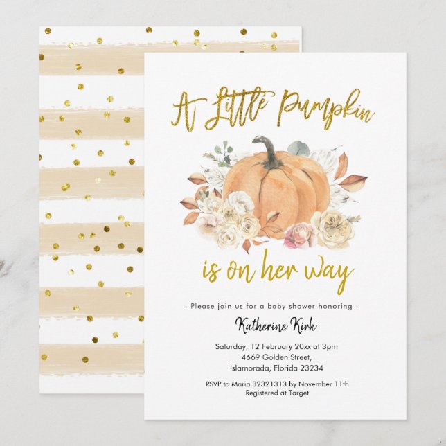 Invitación a Baby Shower del Chica floral de calab (Anverso / Reverso)