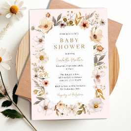 Invitación a Baby Shower del Chica floral de oro r