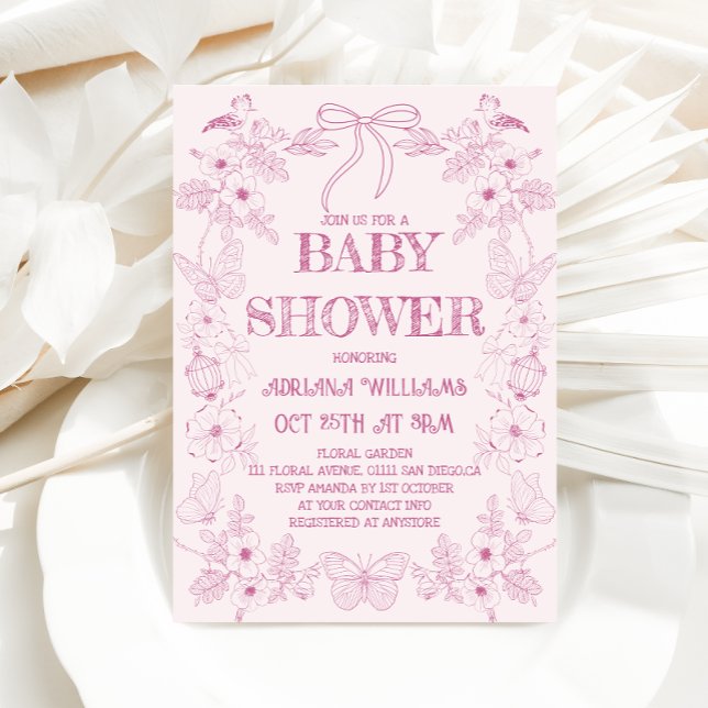 Invitación a Baby Shower del Chica Floral de tela  (Subido por el creador)