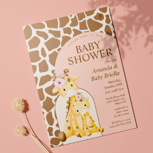Invitación a Baby Shower del chica Giraffe