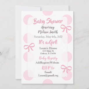 Invitación a Baby Shower del chica Jumbo Pink Polk