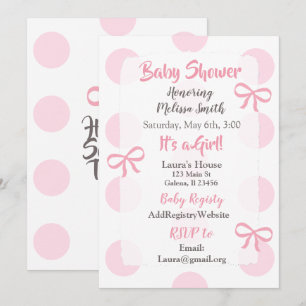 Invitación a Baby Shower del chica Jumbo Pink Polk