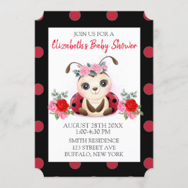 Invitación a Baby Shower del Chica Ladybug Red Pin