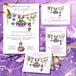 Invitación a Baby Shower del Chica Mardi Gras