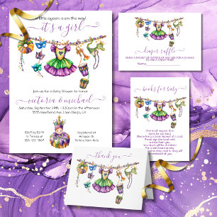 Invitación a Baby Shower del Chica Mardi Gras