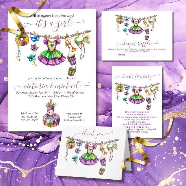 Invitación a Baby Shower del Chica Mardi Gras (Subido por el creador)