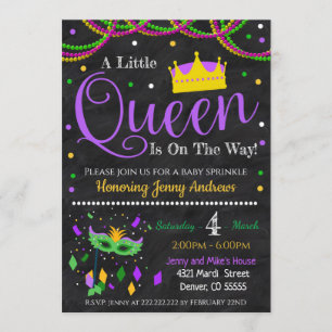 Invitación a Baby Shower del Chica Mardi Gras