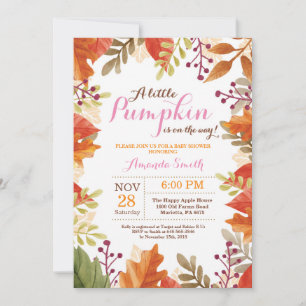 Invitación a Baby Shower del Chica otoño otoño