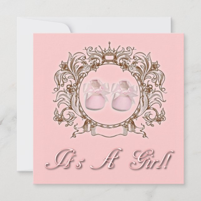 Invitación a Baby Shower del Chica Princesa de zap (Anverso)