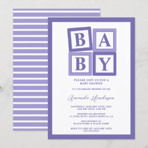 Invitación a Baby Shower del Chica Purple Baby Blo
