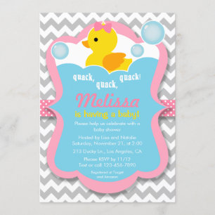 Invitación a Baby Shower del Chica Quack Rubber Du