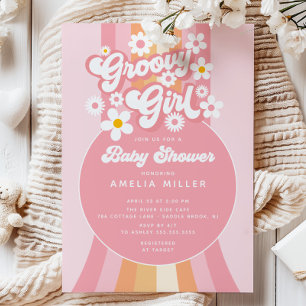 Invitación a Baby Shower del Chica Retro Groovy