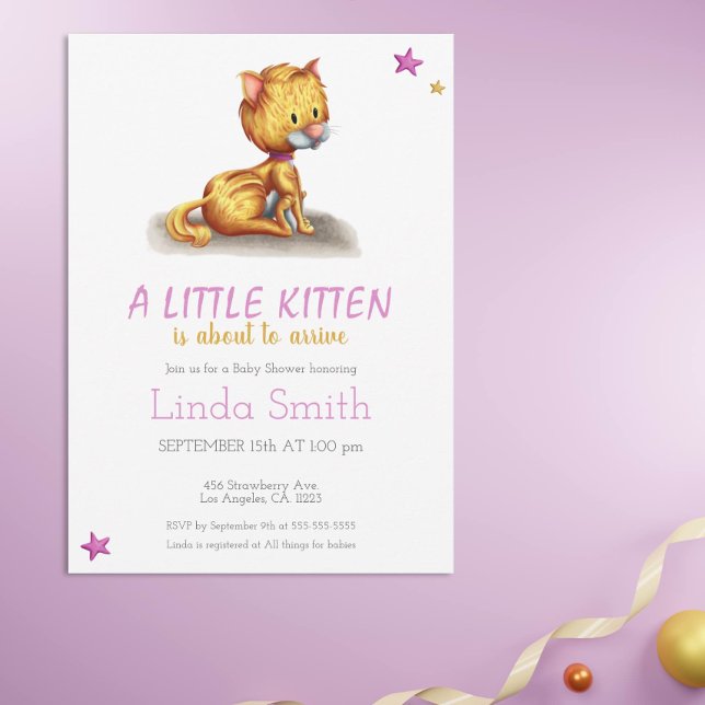 Invitación a Baby Shower del Chica rosa de gatito  (Subido por el creador)
