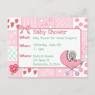 Invitación a Baby Shower del Chica rosa de la cald