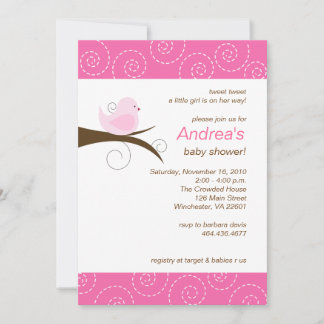 Invitación a Baby Shower del Chica rosa Swirly