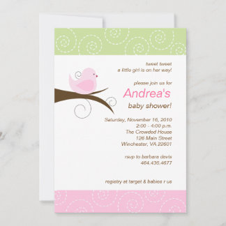 Invitación a Baby Shower del Chica rosa Swirly