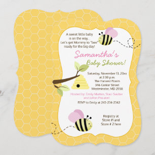 Invitación a Baby Shower del Chica rosado Bumble B