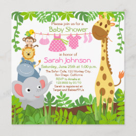 Invitación a Baby Shower del Chica Safari de anima
