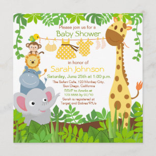 Invitación a Baby Shower del Chica Safari de anima