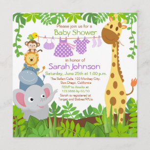 Invitación a Baby Shower del Chica Safari de anima