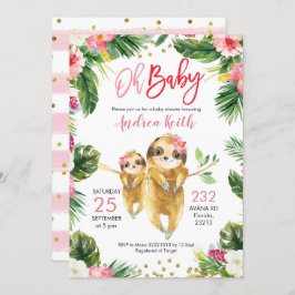 Invitación a Baby Shower del Chica tropical Sloth