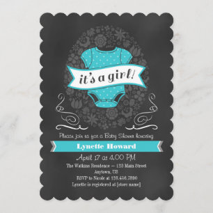 Invitación a Baby Shower del Chica Turquoise Chalk