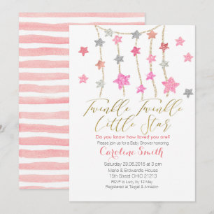 Invitación a Baby Shower del Chica Twinkle Stars