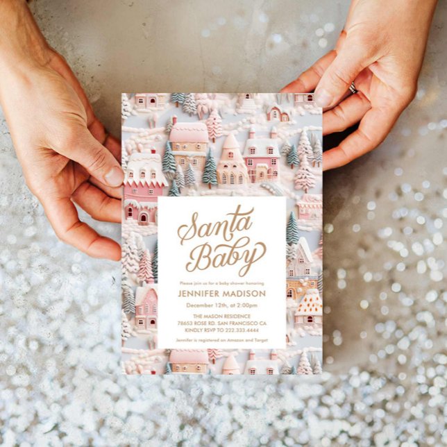 Invitación a Baby Shower del Chica Winter Wonderla (Santa Baby Winter Baby Shower Invitation)
