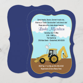 Invitación a Baby Shower del Chico de Backhoe de C