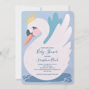 Invitación a Baby Shower del cisne azul