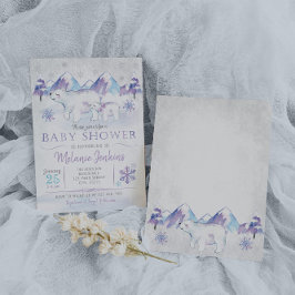 Invitación a Baby Shower del copo de nieve del oso