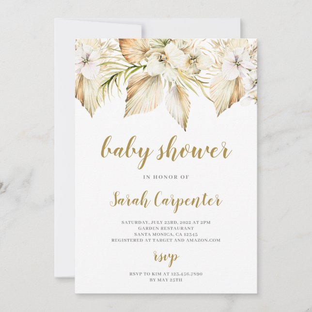 Invitación a Baby Shower del desierto del Boho (Anverso)