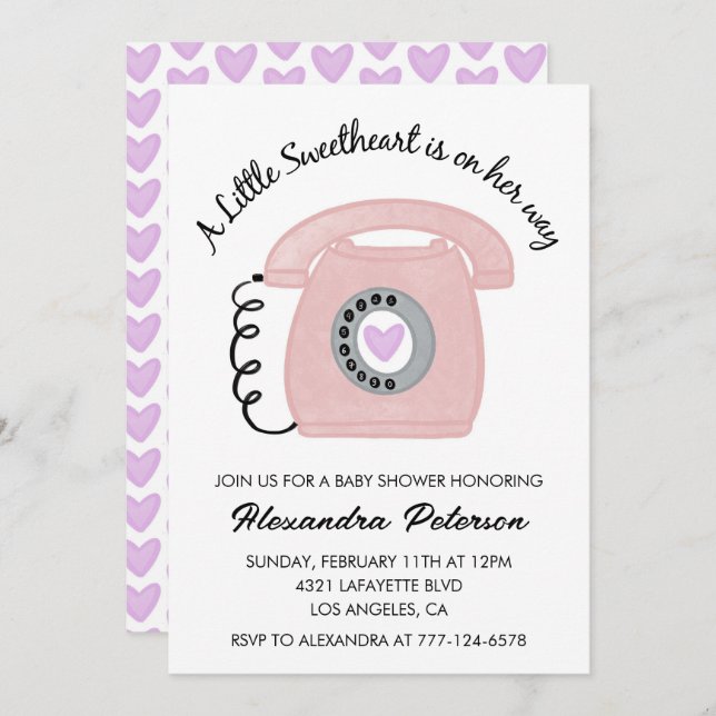 Invitación a baby shower del día de San Valentín t (Anverso / Reverso)