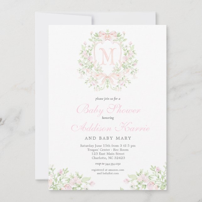 Invitación a Baby Shower del Escudo de adormidera (Anverso)