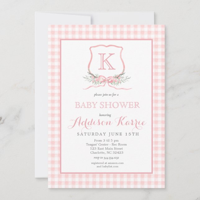 Invitación a Baby Shower del Escudo de monograma p (Anverso)